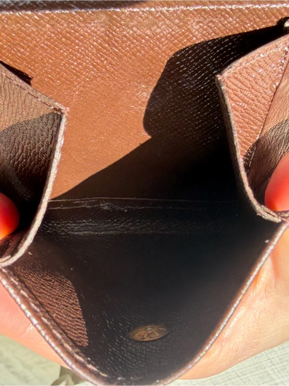 Louis Vuitton Brown Checker and Tan Leather Bifold Wallet